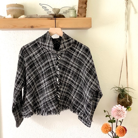 Zara plaid tweedy top - Picture 4 of 7